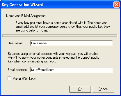 Key generation wizard i WinPT