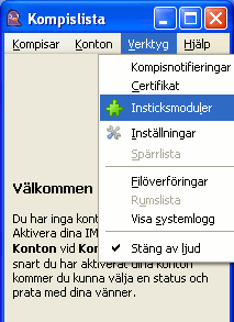 Pidgin > Verktyg > Insticksmoduler